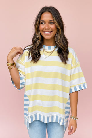 Color Block Striped Oversized Tee