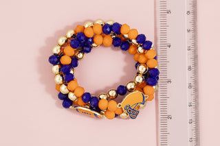 Faceted Crystal Gameday Football Stretch Bracelet Stack