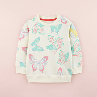 Cute Butterfly Print Long Sleeve Sweatshirt for Girls