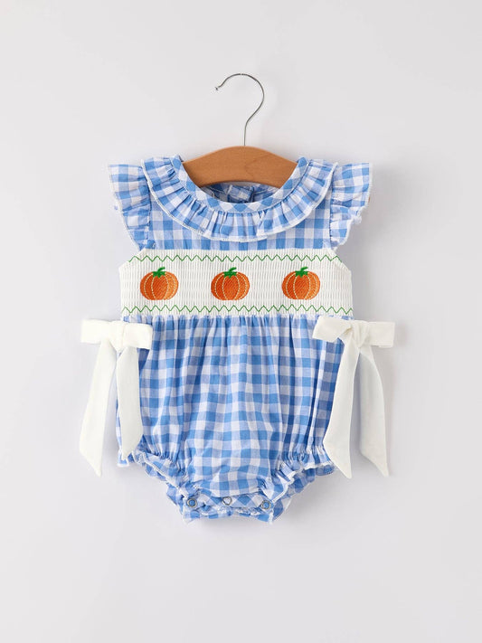 Lil' Pumpkin Smock Embroidery Baby Girl Romper