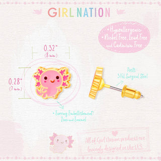 Girl Nation Pink Axolotl Stud Earrings