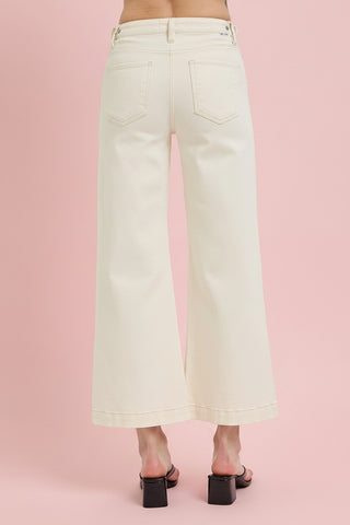 Risen Tummy Control High Rise Crop Wide Adjustable Waistband Pants