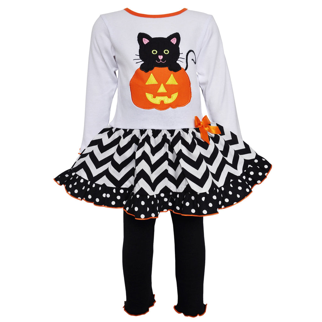 Black Cat Dress and Leggings Set