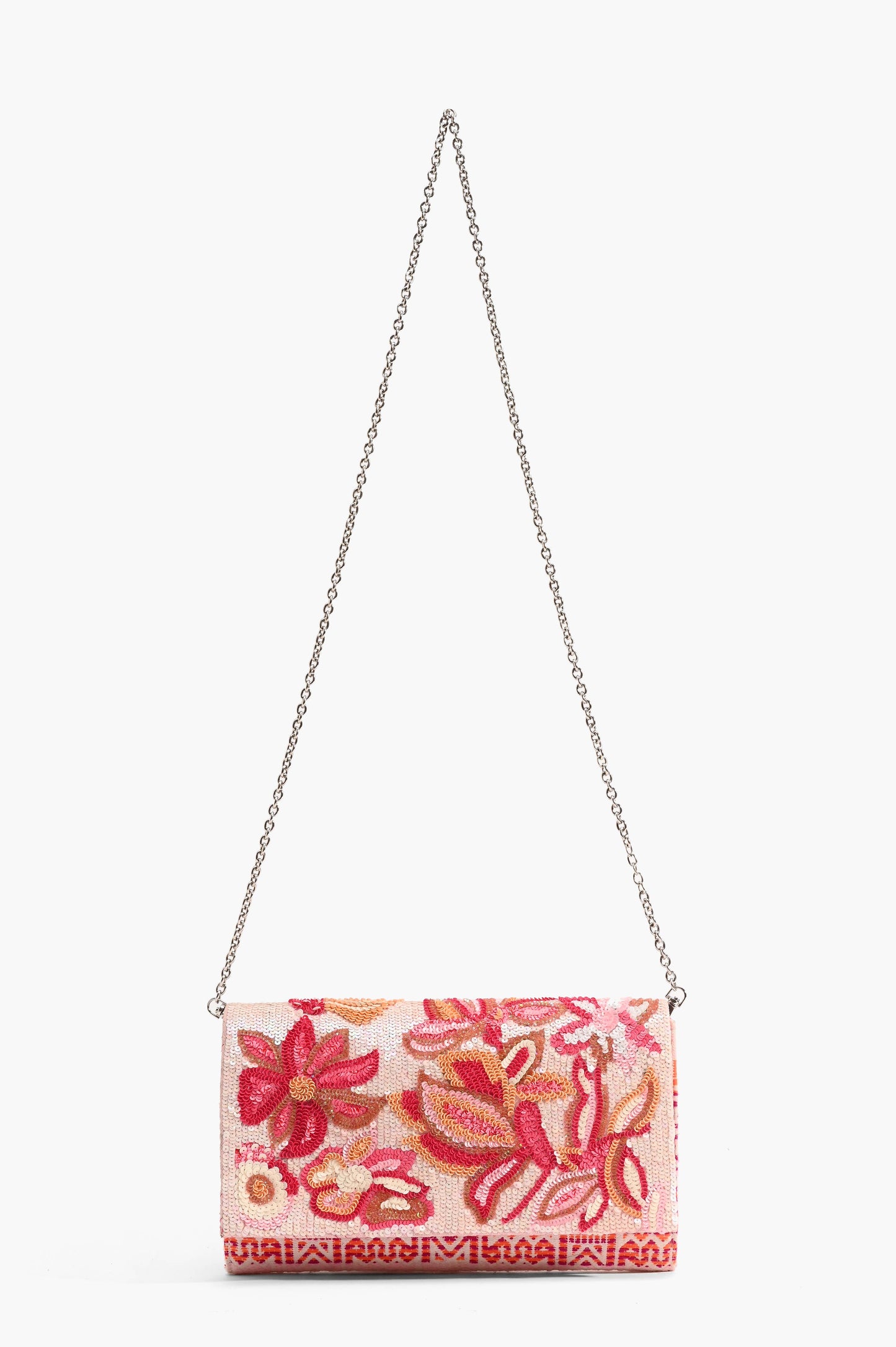 Embellished Convertible Clutch w/ Strap - Petal Pink