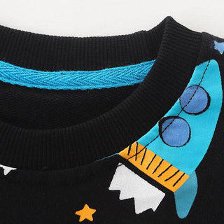 Cartoon Print Long Sleeve Sweatshirt for Boys