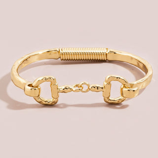 Hammered Gold Equestrian Horse Bit Bangle Bracelet