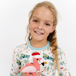 Coastal Christmas Flamingo Baby Lovey | Holiday Bamboo Security Blanket