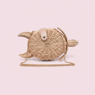 Leilani Woven Straw Turtle Crossbody Bag