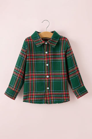Christmas Plaid Boys Button Down Shirt Long Sleeve Holiday Top