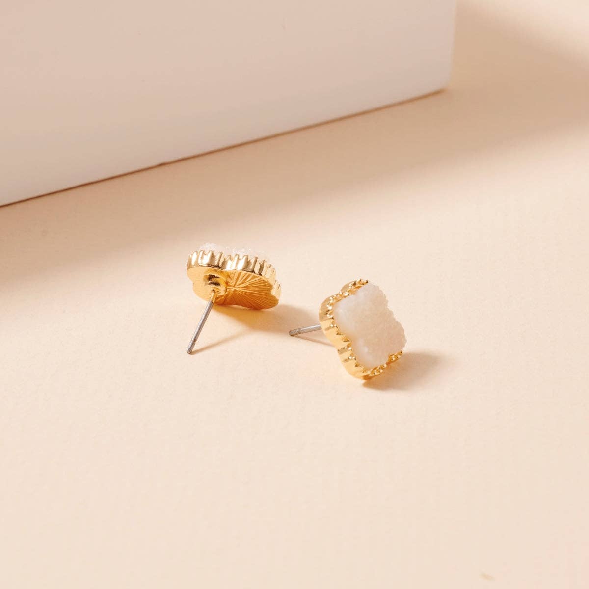 Mini Druzy Clover Stud Earrings