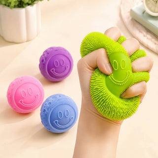 Spiky Fuzzy Smiley Face Stretch & Squish Ball Fidget Toy