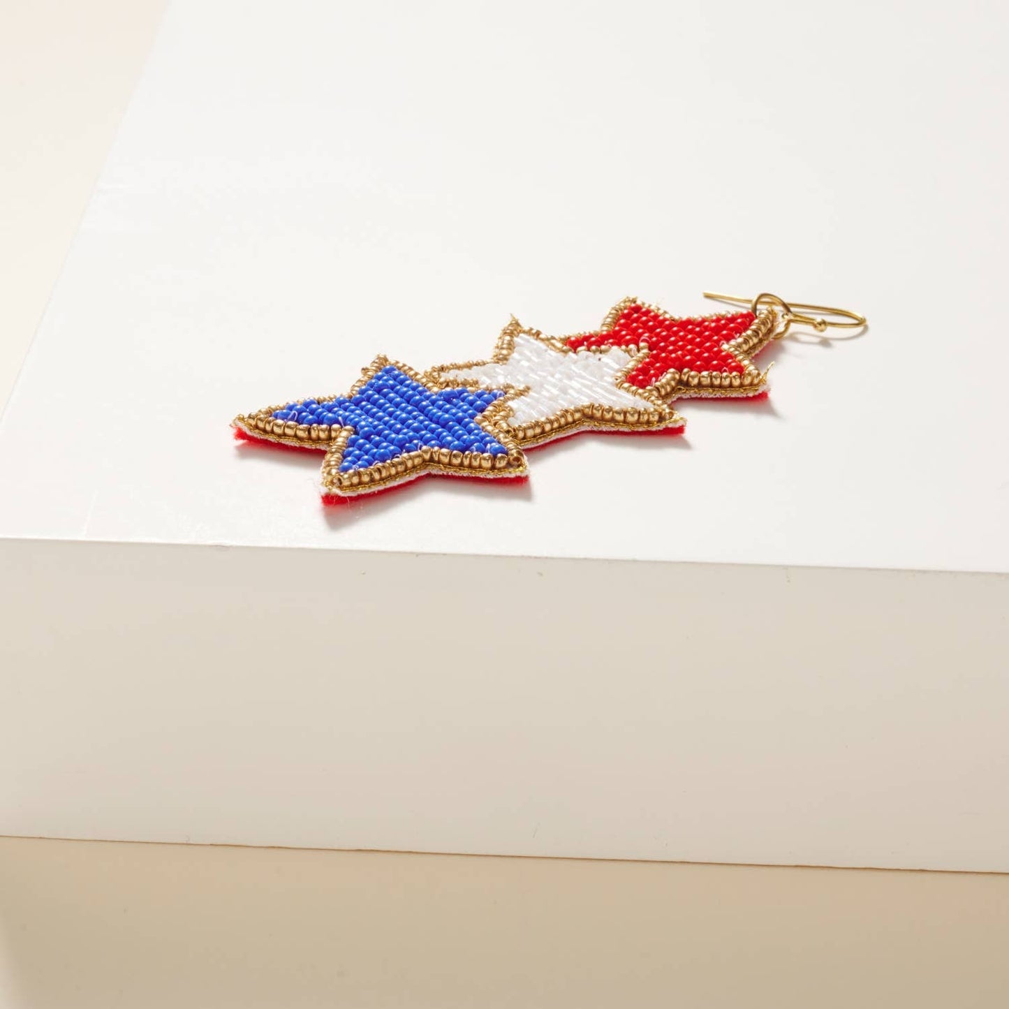 USA Linked Stars Seed Beaded Earrings