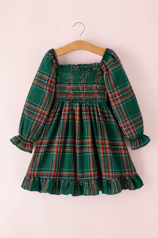 Christmas Green Plaid Mommy and Me Matching Dress