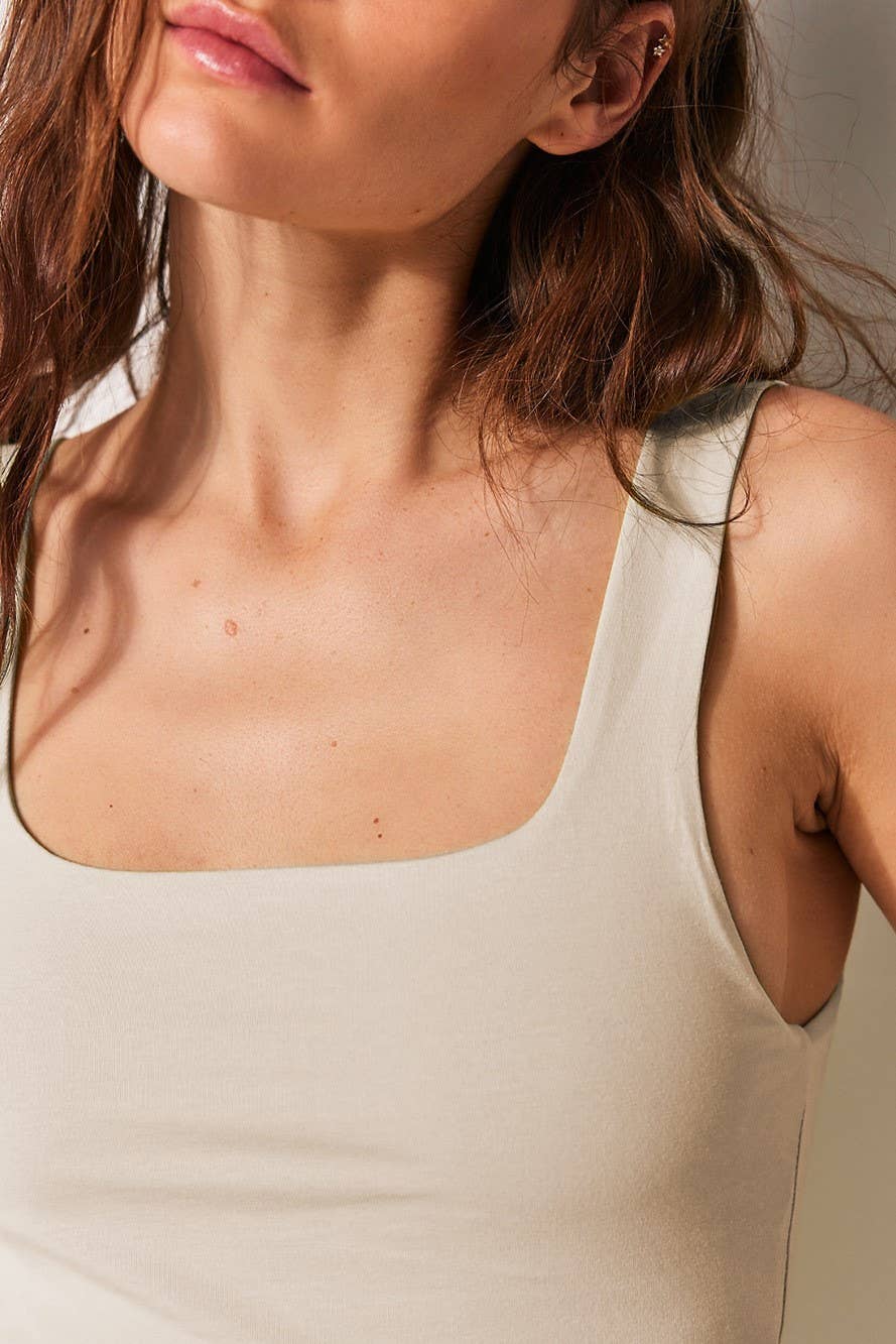 Basic Slim Fit Square Neck Tank Top