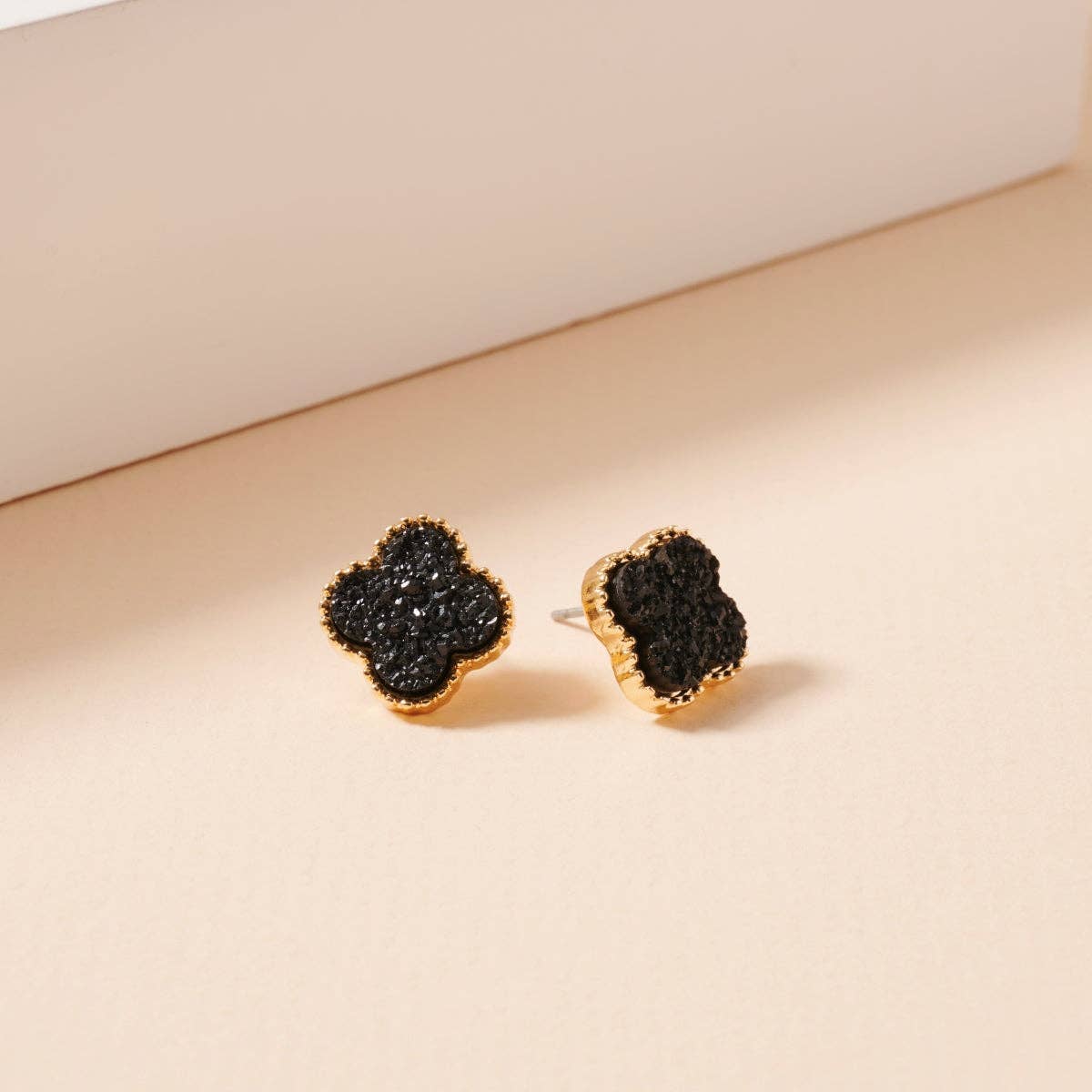 Mini Druzy Clover Stud Earrings