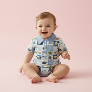 Ocean Adventure Collared Baby Romper