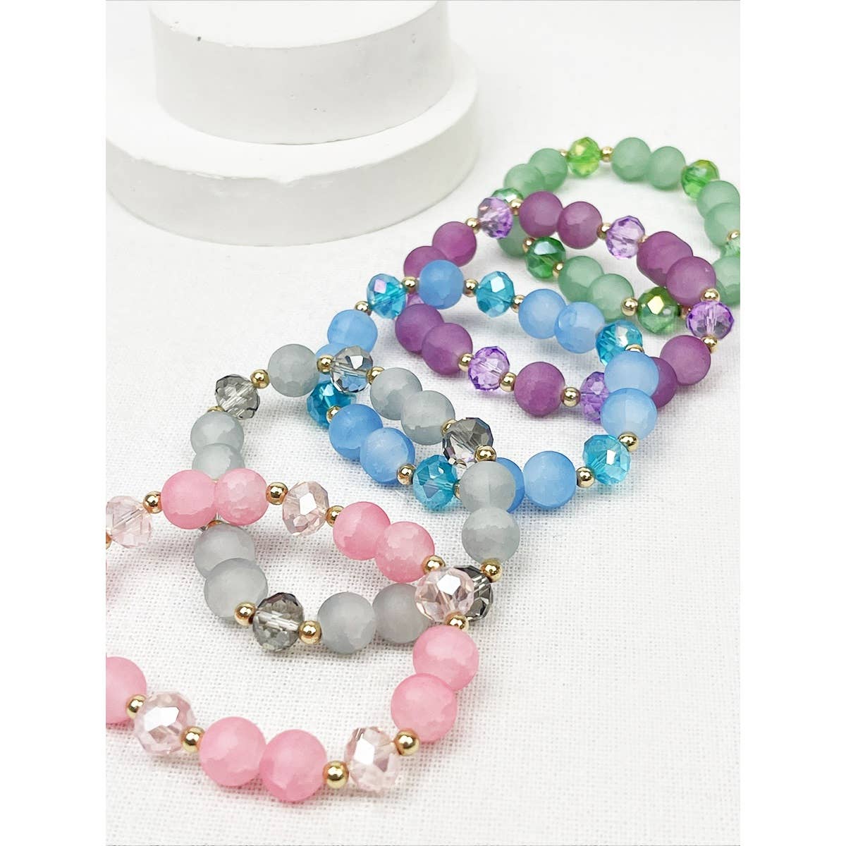 Soft Tone Bead Mix Stretch String Bracelet