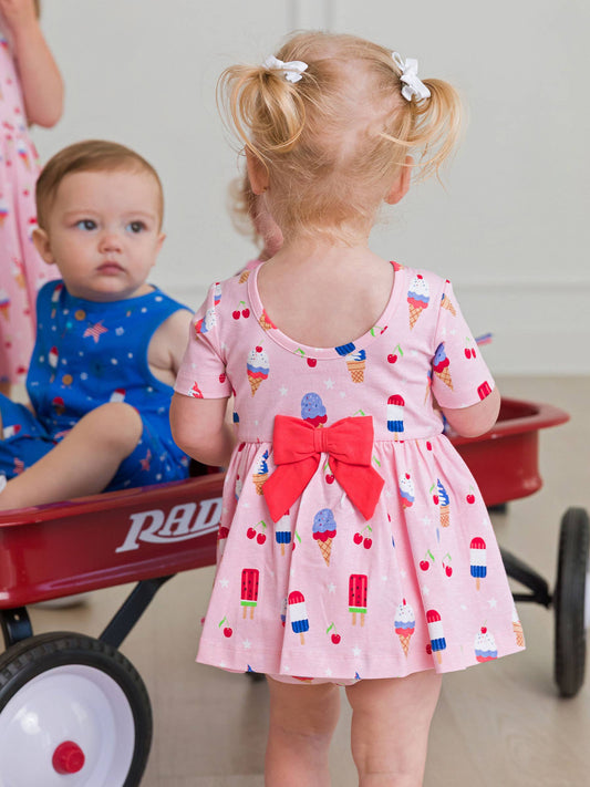 Baby Girls Sweet Freedom Knit Short Sleeve Twirl Romper