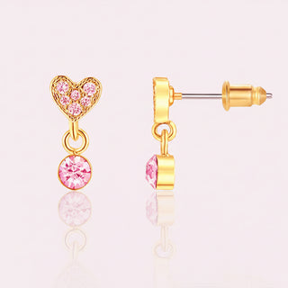 Girl Nation Little Luxe Heart Cubic Zirconia Drop Earrings