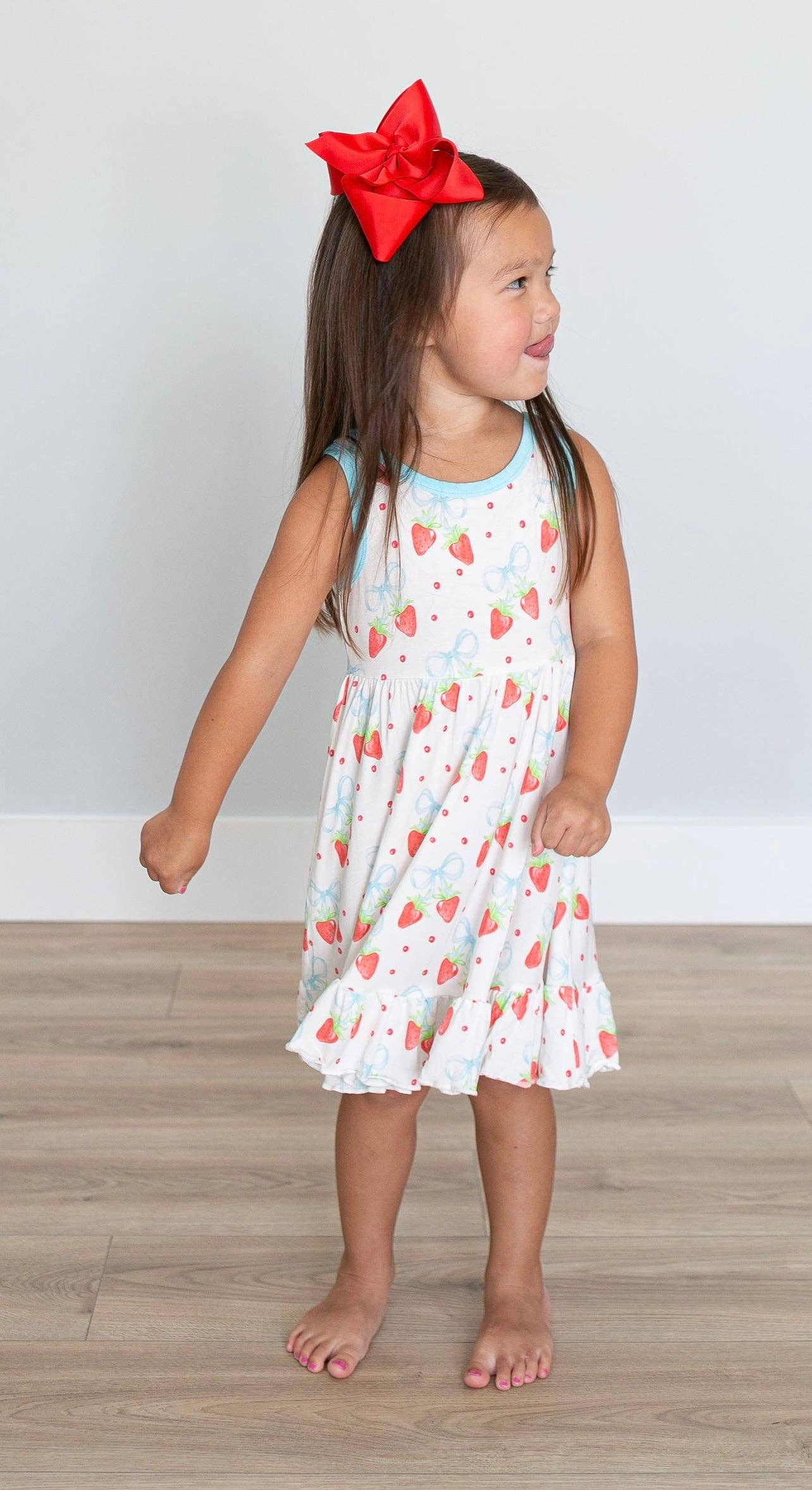Strawberries and Bows Razorback Twirl Dress