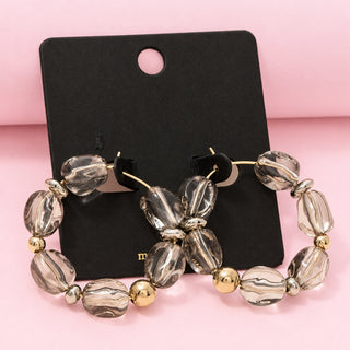 Clear Acrylic Bead Hoop Earrings