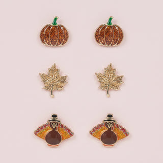 Autumn Festive Enamel Stud Earrings Collection