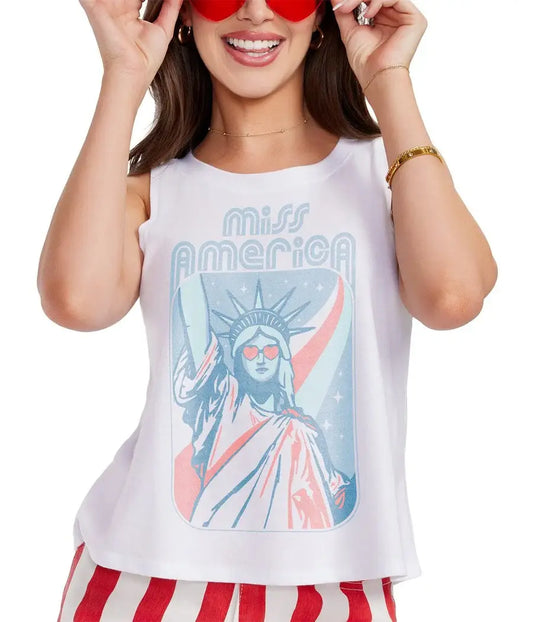Miss America Cropped Tank Top - Women's Patriotic Tee