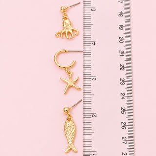 Sea Life Charms Hoop Earrings