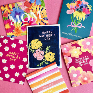 Happy Mother's Day Pink Watercolor Stripes Greeting Card