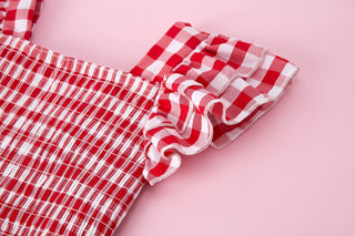 Mommy & Me Mini Dress – Red Plaid Smocked Dress