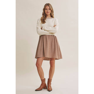 Mixed Media Long Sleeve Twofer Mini Dress