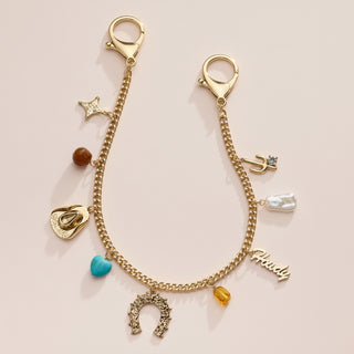 Western Charm Bag Charm with Horseshoe & Cowboy Hat Accents