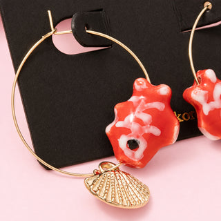 Seashell Fish Hoop Earrings
