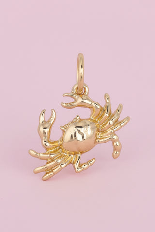 Dungeness Crab Charm in Shiny Gold