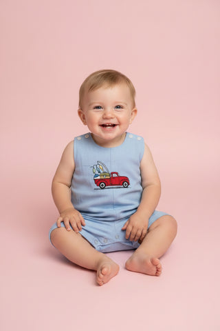 Embroidered Fishing Truck Romper
