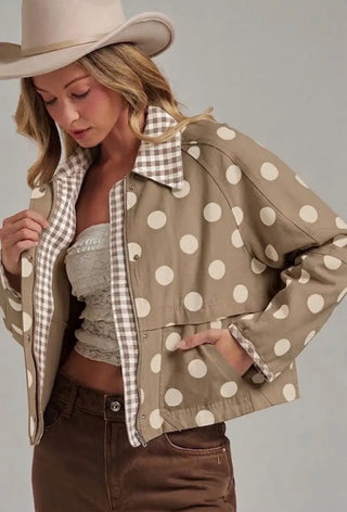 Women's Polka Dot Oxford Canvas Twill Fall Barn Jacket