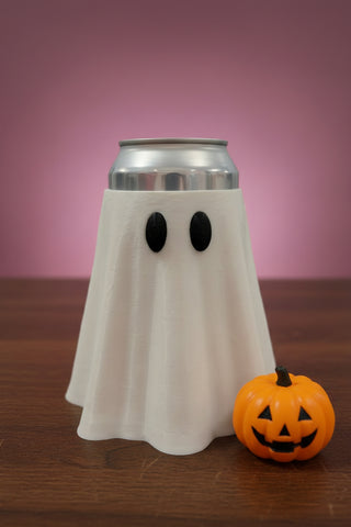 3D Printed Ghost Can Cooler & Witch Hat Lid – Standard 12oz & 8.4oz Skinny Can Sizes