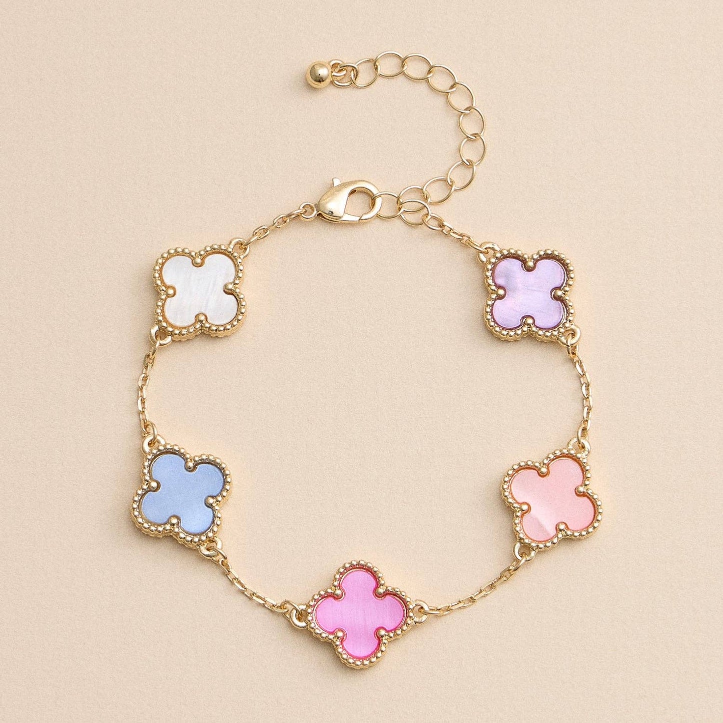 Colorful Shell Charm Bracelet with Gold Detailing