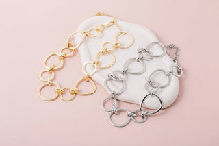 Mixed Large Hoop Chain Statement Necklace