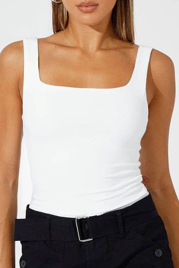 Basic Slim Fit Square Neck Tank Top