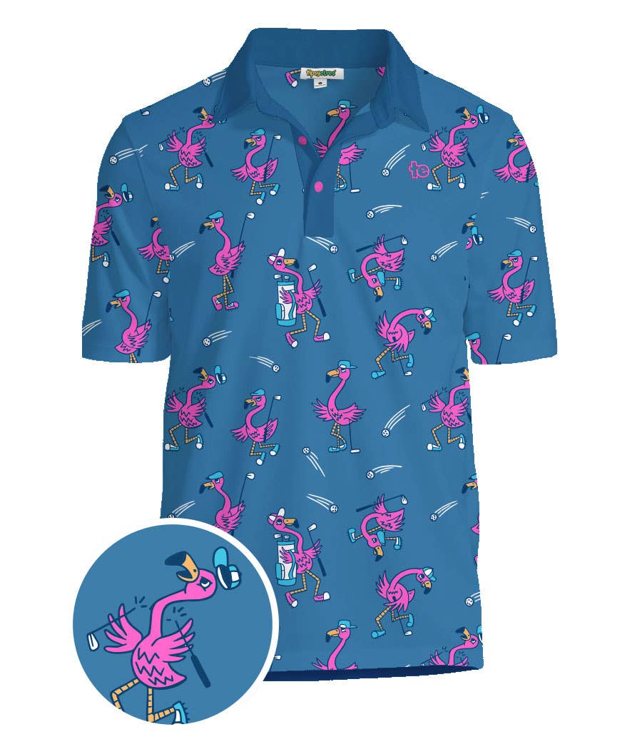 Flamingo Fiasco Golf Polo Shirt - Men's Fun Golf Apparel
