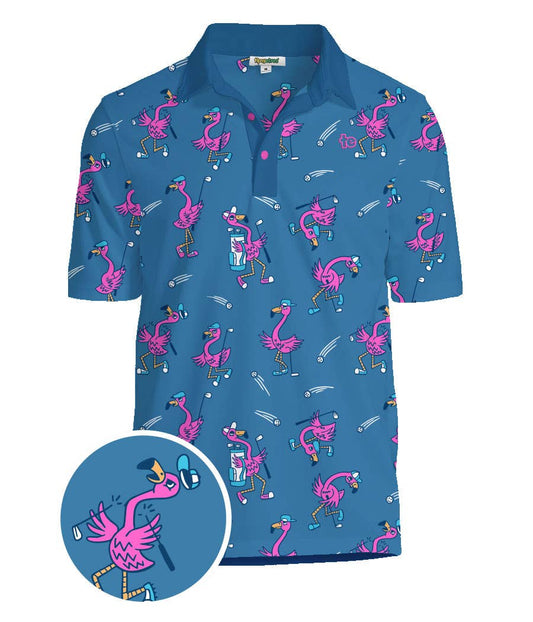 Flamingo Fiasco Golf Polo Shirt - Men's Fun Golf Apparel