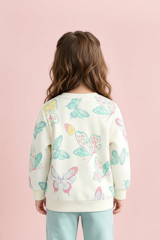 Cute Butterfly Print Long Sleeve Sweatshirt for Girls