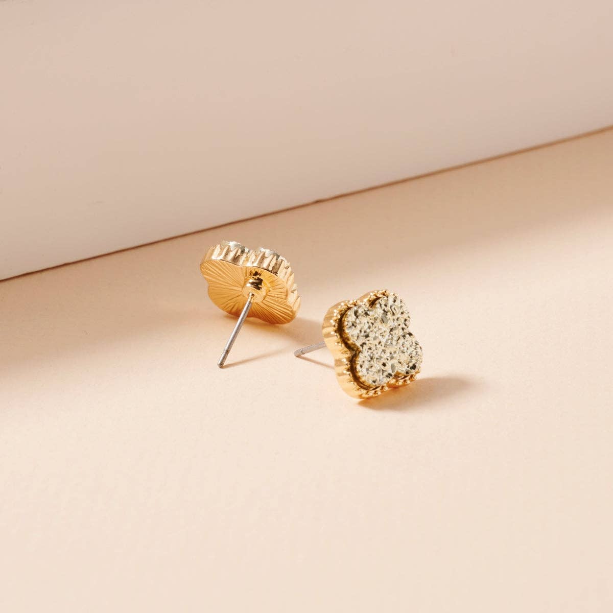 Mini Druzy Clover Stud Earrings