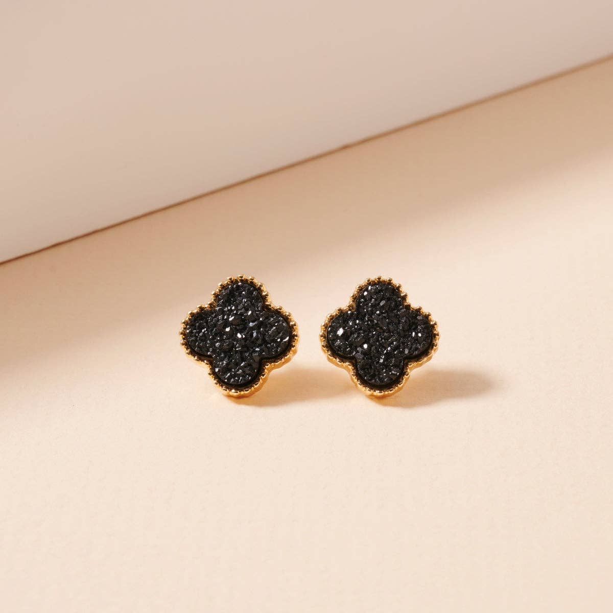 Mini Druzy Clover Stud Earrings
