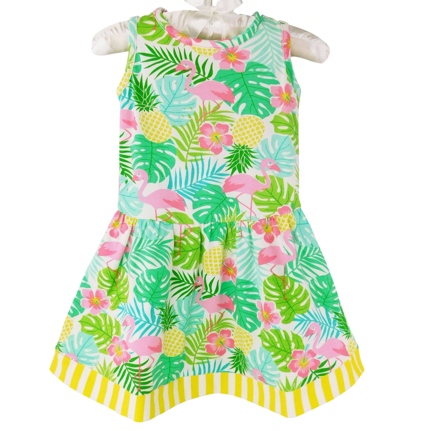 Girls Spring Pink Flamingo & PalmsTropical Dress sz 2/3T
