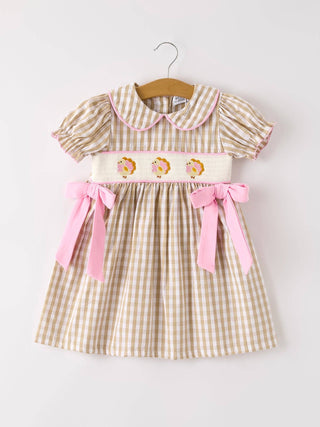Turkey & Tulle Smocked Bow Baby Girls Dress