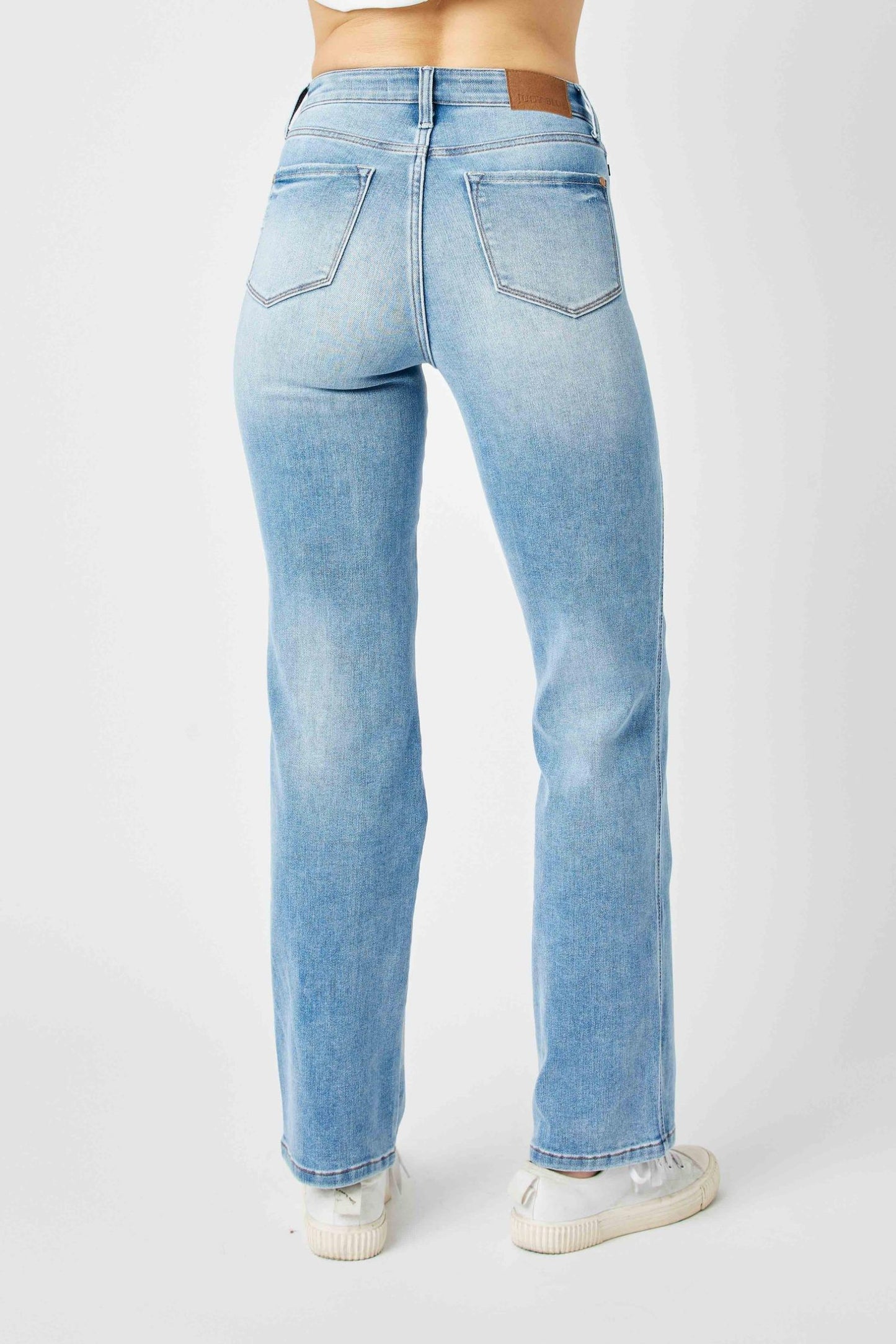 Judy Blue High Waist Tummy Control Contrast Wash Straight Leg Jeans