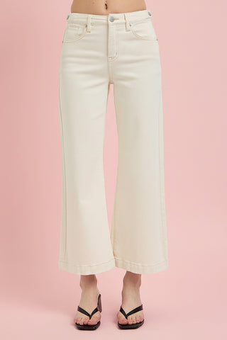 Risen Tummy Control High Rise Crop Wide Adjustable Waistband Pants