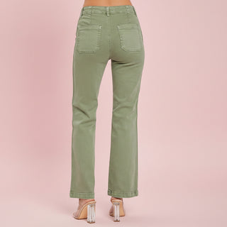 Risen High Rise Side Twill Tape Detail Straight Pants